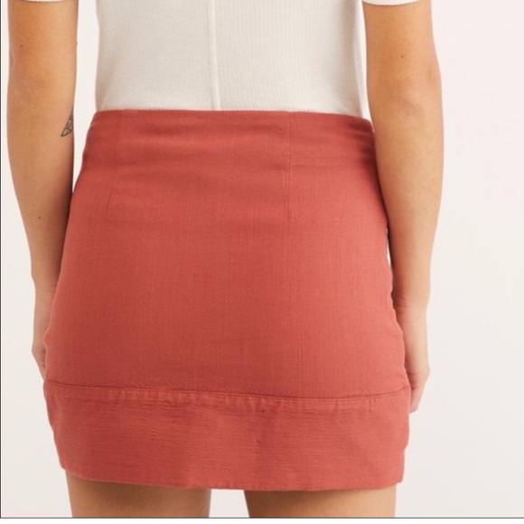 Free People Orange Wrap Mini Skirt - Picture 2 of 7